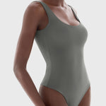 PUMIEY Bodysuit for Women Square Neck Sleeveless Tank Top Body Suits Women Clothing Elephant Grey X-Small