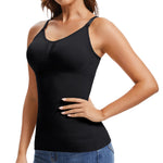 JOYSHAPER Shapewear Camisole for Women Tummy Control Shapewear Tank Top with Built In Bra V Neck Cami Shaper Compression Camisole Tops Black M