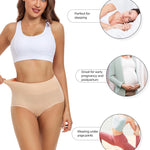 wirarpa Women's Cotton Postpartum Underwear High Waisted Ladies Panties Full Coverage Briefs 4 Pack Beige Medium