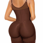 YIANNA Fajas Colombianas Moldeadoras Postpartum Shapewear Tummy Control for Women Full Body Shaper Butt Lifter Compression Garment with Zipper Crotch, YA7283-Brown-S