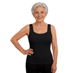 Womens Tank Tops With Built In Bra Black Xl Plus Size Tummy Control Camisole Seamless Shaper Tanktops Wide Strap Shelf Bras Tank With Fixed Pads No Bra Needed Everyday Undershirt For Old Women