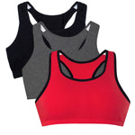 Fruit of the Loom Women's Built Up Tank Style Sports Bra, RED HOT W.BLK/Charcoal/Black, 38