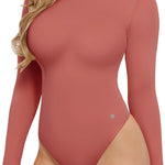 Popilush Shapewear Bodysuit Tummy Control Turtle Neck Body Shaper Seamless Long Sleeve Tank Tops Thong Body Suits