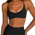 LASLULU Womens Black Sports Bra Sexy Cute Backless Sport Bra Workout Gym Yoga Pilates Bras Tops Clothes Outfits Strappy Padded Sports Bras (Black, Small)