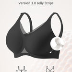 Gailife Womens Wireless V Mesh Comfortable Bra Seamless Bralette Push Up Brassiere No Underwire Supportive Tshirt Everyday Bra, Black, L
