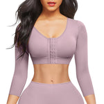 FeelinGirl 3/4 Sleeve Arm Shaper Tops Arm Garments after Lipo Breast Lifter Post Surgical Compression Bra Purple S