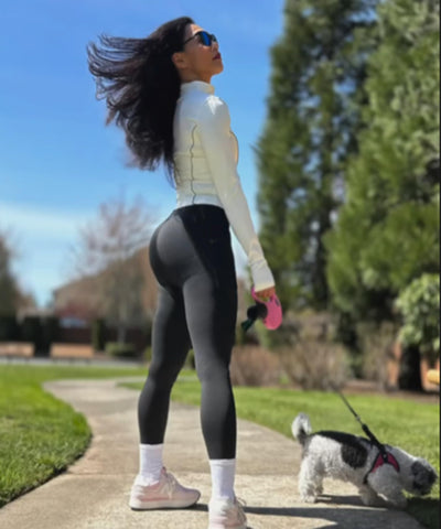 Curvphilo Women's Compression Leggings Butt Lifting Work Out Athletic Gym High Waist Tummy Control Stretchy with Pockets (M/L, Black)