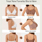 Popilush Tshirt Bras for Women No Underwire Supportive Mesh Bra Seamless Push Up Full Coverage Everyday Bralettes Brown