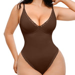 SHAPELLX Shapewear Bodysuits for Women Tummy Control Lace Body Suit V-Neck Sleeveless Bodysuit Corset Compression Tops