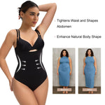 SHAPERX Open Bust Shapewear Tummy Control Bodysuits for Women Seamless Compression High Waisted Body Shaper, SZ5315-Black-S/M