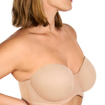 HSIA Strapless Bras for Women Large Breasts Non Slip Full Coverage Underwire Supportive Multiway Strapless Bra Plus Size Almond Beige