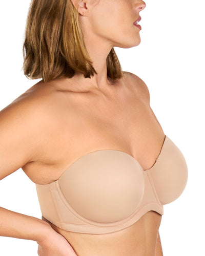 HSIA Strapless Bras for Women Large Breasts Non Slip Full Coverage Underwire Supportive Multiway Strapless Bra Plus Size Almond Beige