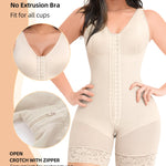 YIANNA Fajas Colombianas Shapewear for Women Tummy Control Full Body Shaper Butt Lifter with Zipper Crotch,YA7275-Beige-2XL