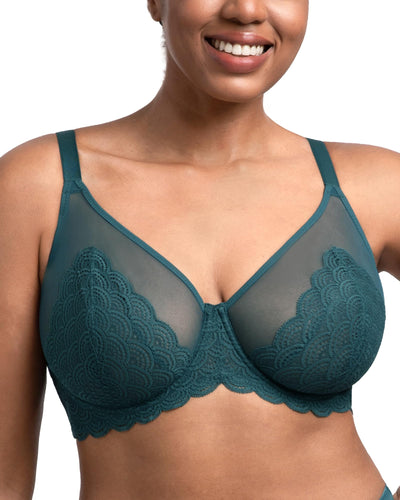 HSIA Minimizer Bras for Women Large Bust Full Coverage Lace Plus Size Bra - Mermaid Scales