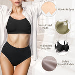 Womens Wireless Jelly Bras Plus Size No Underwire Seamless Full Coverage Comfortable Everyday Bra with Medium Support (Black, Medium)