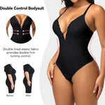 SHAPERIN Women's Lace Trimmed Deep V Neck Bodysuit Plunge Tummy Control Shapewear Thong Body Suits Cami Tank Corset Tops