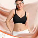 Seamless Jelly Sewn in Padded Bras for Women No Underwire Full Coverage Supportive Bralettes Everyday Soft Gel Bra(A1# Black(Pure),X-Large)