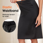 MANCYFIT Half Slips for Women Satin Slip Skirt Under Dresses Anti-Static Side Slit Underskirt Large Black