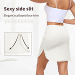 MANCYFIT Half Slips for Women Underskirt Short Mini Skirt with Floral Lace Trim Medium Ivory