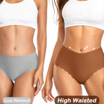 SheSsexy Seamless Underwear for Women High Waisted No Show Panties Sexy Cheeky Bikini Scalloped Edge Invisibles Breathable Briefs 7 Pack L