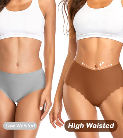 SheSsexy Seamless Underwear for Women High Waisted No Show Panties Sexy Cheeky Bikini Scalloped Edge Invisibles Breathable Briefs 7 Pack L