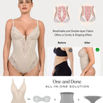 Popilush Lace Bodysuit Tummy Control Shapewear for Women Deep V Neck Corset Tops Sleeveless Body Suit Thongs