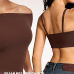 Vertvie Push Up Strapless Bra for Women Non-Slip Wireless Bandeau Bras Padded Tube Top Supportive Bralette(Chocolate,Large,Plain Jersey)