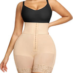 SHAPELLX Faja Body Shaper High Waisted Shapewear for Women Tummy Control Strapless Shapewear Butt Lifting High Compression Shorts (Beige, X-Large)