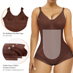 YIANNA Postpartum Fajas Colombianas Moldeadoras Full Body Shapewear Tummy Control for Women Body Shaper Girdles Compression Garment with Side Bust Pad, YA7510-Brown-XL