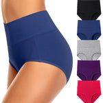 OLIKEME Tummy Control Cotton Underwear for Women Plus Size Breathable Postpartum Panties High Waisted Briefs Multicolor