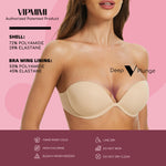 Women's Strapless Bra Push Up-Non Slip Invisible Underwire Low Back Multiway Support Padded Plunge Bra for Comfort Lift(Nude, 34B)