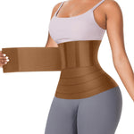 FeelinGirl Waist Trainer for Women Trimmer Belt Waist Cincher Tummy Wrap Plus Size Body Shaper (One Size, Nut Brown)
