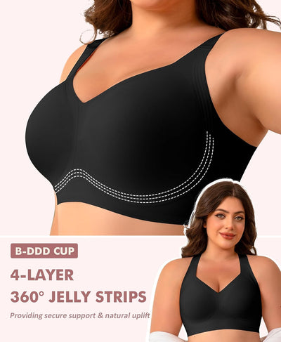 Wireless Minimizer Jelly Bras for Women No Underwire Plus Size Bra with Support Lift Full Coverage Comfortable Seamless Bra