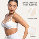 Lover-Beauty Minimizer Bras for Women Full Coverage Unlined Underwire Bras Plus Size Lifting Bra for Heavy Breast, Wide Strap, White 34D