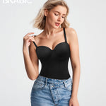 BRABIC Bodysuit Shapewear for Women Tummy Control Dress Backless Bodysuit Tops Body Shaper with Built-in Bra (Black, Medium)