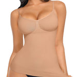 FeelinGirl Womens Compression Tank Tops Tummy Control Shapewear Tops Camisole Tops Seamless V Neck Slim Tank Sand M