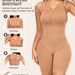 Werena Women's Strapless Shapewear Full Body Bodysuit Tummy Control Seamless Mid Thigh Body Shaper with Removable Straps (Dark Nude,2XL)