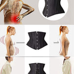SHAPERX Women Petite Steel Boned Waist Trainer Underbust Corset Short Torso Mesh Body Shaper,SZ1995-Black-M