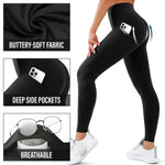 SUNCLOVE 3 Pack Leggings with Pockets for Women High Waisted Tummy Control Soft Yoga Pants Womens Workout Gym Leggings Black/Grey/Navy