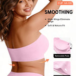 Vertvie Strapless Bra Wireless Non-Slip Push Up Bandeau Bras for Women Full Support Tube Tops Padded Bralette S-Large Breasts(Light Pink,Large)