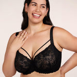 HSIA Minimizer Bras for Women Full Coverage, Unlined Lace Sexy Plus Size Underwire Bra for Large Breasts Black