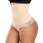 Womens Thong Shapewear Mid to High Waisted Shaper Thong WN0017(07#G Beige#lace firm control,XX-Large)
