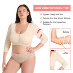 Plus Size Women's Arm Shaper Tops Arm Lift Slimmer Compression Sleeves Support Garment Post Surgical Corrector Tank Top 3/4 Sleeve (XXL, Black+Beige)