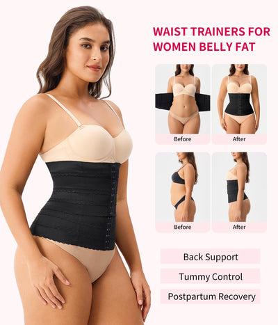 Gotoly Waist Trainer for Women Corset Shapewear Tummy Control Faja Body Shaper Postpartum Segmented Waist Cincher(Black,Large)