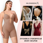 Slimers Backless Shapewear Strapless Bodysuit - Low Back Women Body Shaper : Slimming Built In Bra With Plunge Skin Pink