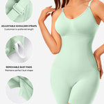 Nebility Women's Shapewear Bodysuit Tummy Control Body Suit Built in Bra Tank Camisole Seamless Mid Thigh Body Shaper