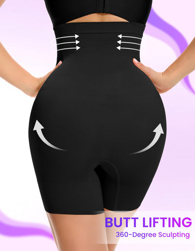 SIMIYA Shapewear Tummy Control Shorts for Women, 5-IN-1 Body Shaper High Waisted Girdle Boyshort Slip Short for Under Dresses Black