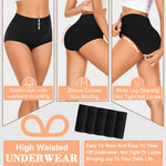MISSWHO Cotton Underwear Women Pack, Womens Underwear High Waisted Tummy Control Black Briefs C Section Postpartum Ladies Panties Large