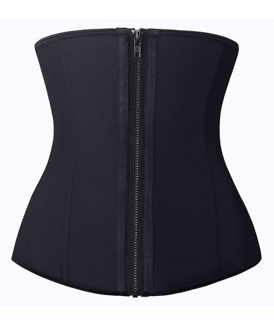 YIANNA Latex Waist Trainer for Women Tummy Control Zipper Underbust Waist Cincher Corset Hourglass Body Shaper Sport Girdle,YA2219-Black-S