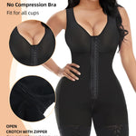 YIANNA Fajas Colombianas Shapewear for Women Tummy Control Full Body Shaper Butt Lifter with Zipper Crotch, YA7275-Black-L